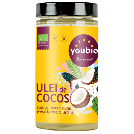 ALIMENTE F?R? GLUTEN - Ulei de Cocos ecologic, presat la rece 700ml, Youbio