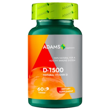 Suplimente - Vitamina D-1500, 60 tab, Adams Supplements