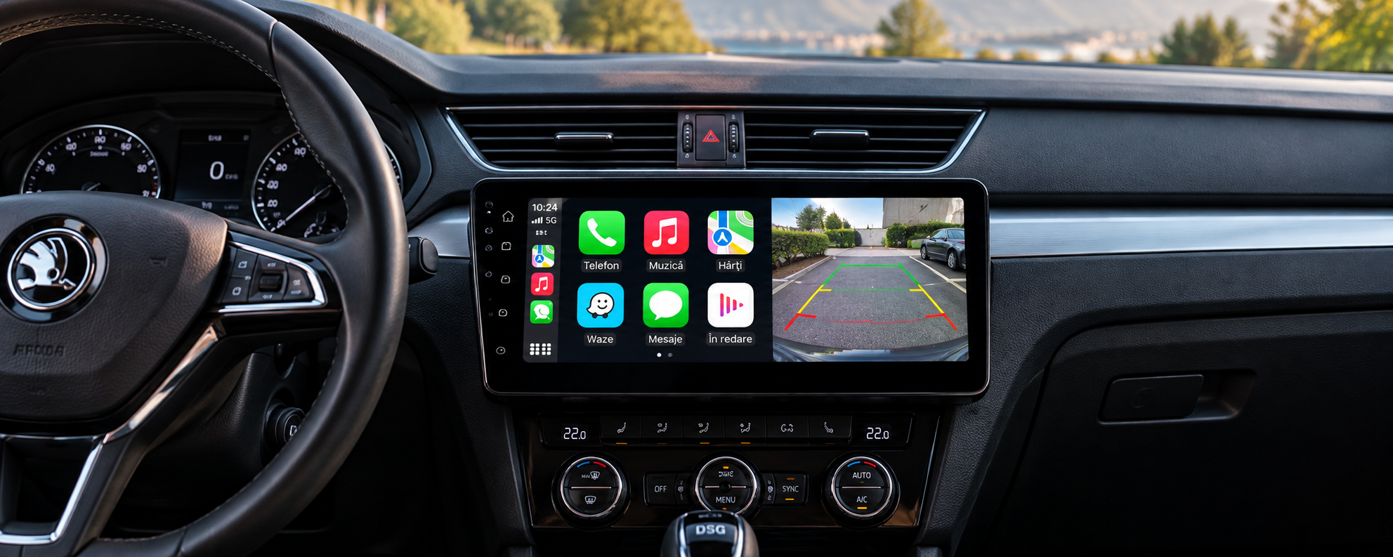 Cum alegi o navigație Android pentru Skoda Octavia 3 dacă vrei CarPlay, Waze și cameră de marșarier