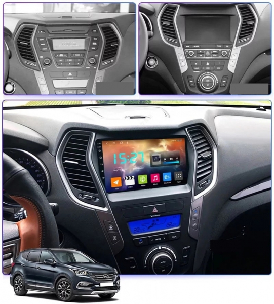 Navigatie Hyundai Santa Fe ix 45 ( 2012 - 2017 ) , Android 14, 2GB RAM si 32GB ROM, Display IPS 9 inch, Camera Marsarier, Internet, Aplicatii, Wi Fi, Usb, Bluetooth [3]