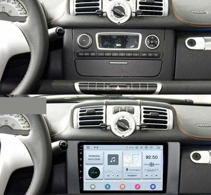 Navigatie Smart ForTwo ( 2010 - 2015 ) Android 14, 2GB RAM si 32GB ROM, Display IPS 9 inch, Camera Marsarier, Internet, Aplicatii, Wi Fi, Usb, Bluetooth [3]