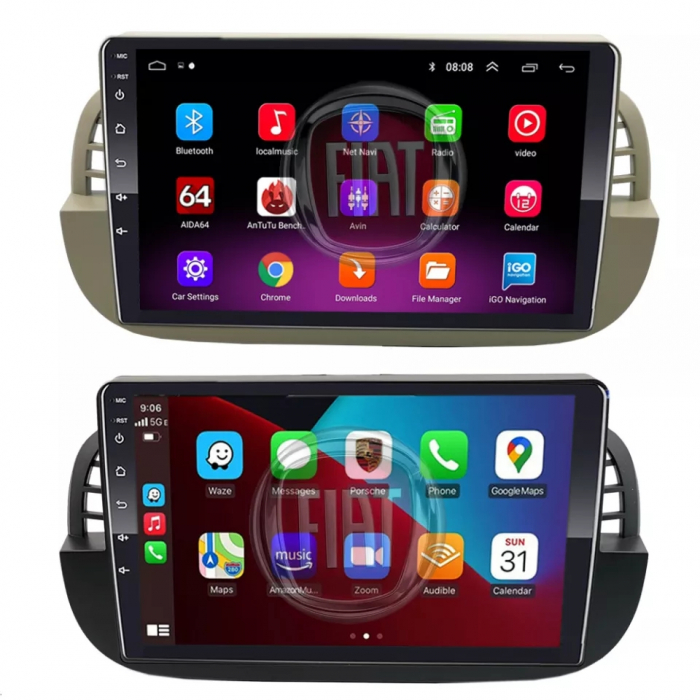 Navigatie Fiat 500 ( 2007 - 2015 ) Android , 2 GB RAM si 32 GB ROM , Internet , 4G , Aplicatii , Waze , Wi Fi , Usb , Bluetooth [5]