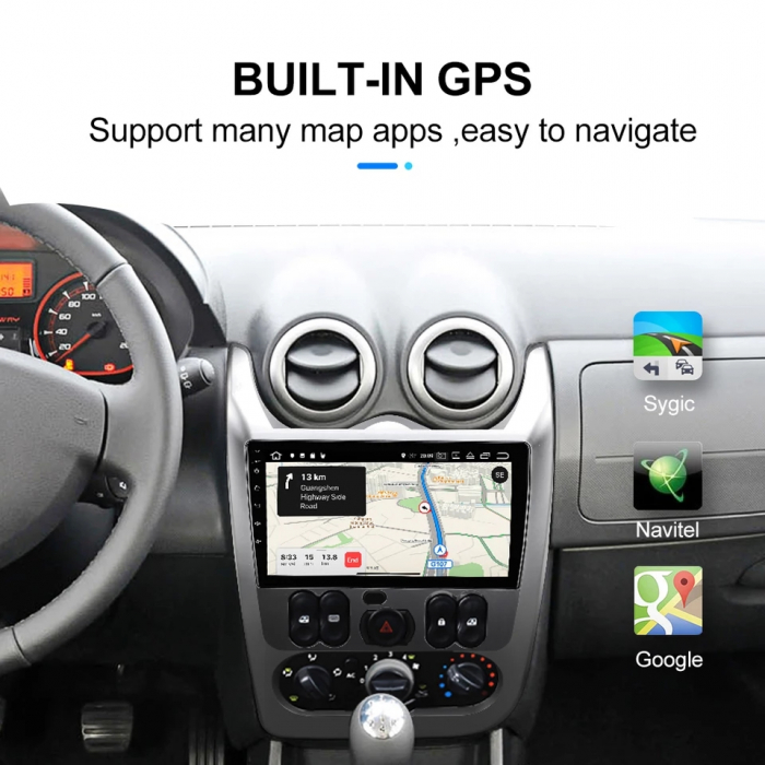 Navigatie Dacia Logan Duster 2009-2012 , 4GB RAM si 64GB ROM, Ecran QLED 9 inch, Android 14, Procesor Octacore, Slot sim 4G, Sunet DSP, Wireless Carplay si Android Auto, Camera Marsarier [2]
