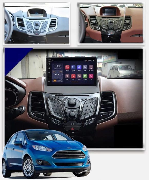 Navigatie Ford Fiesta ( 2009 - 2017 ) , 4GB RAM si 64GB ROM, Ecran QLED 9 inch, Android 14, Procesor Octacore, Slot sim 4G, Sunet DSP, Wireless Carplay si Android Auto, Camera Marsarier [2]
