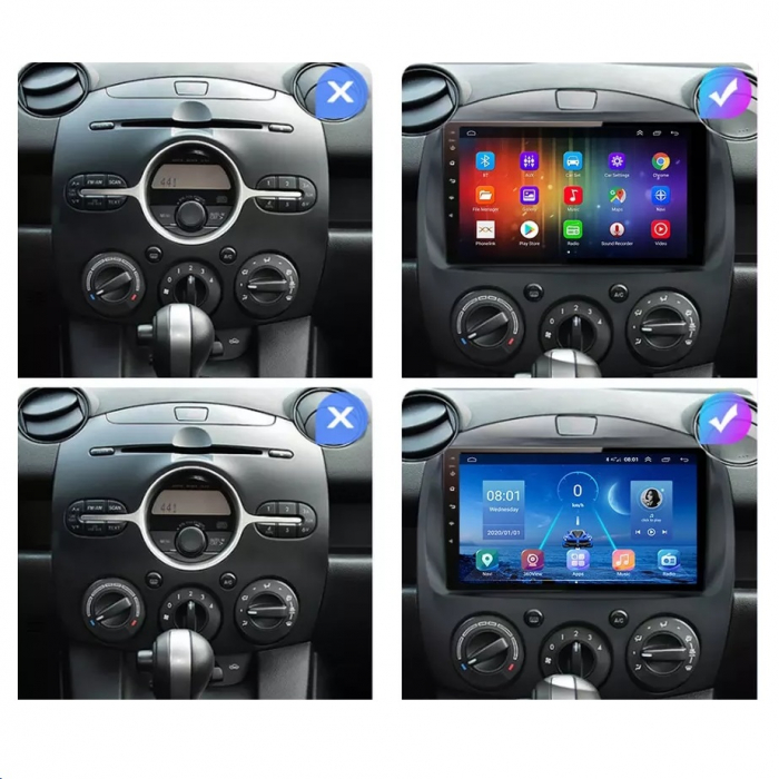 Navigatie Mazda 2 ( 2007 - 2014 ) , Android , Display 9 inch , 2GB RAM si 32 GB ROM , Internet , 4G , Aplicatii , Waze , Wi Fi , Usb , Bluetooth , Mirrorlink [5]
