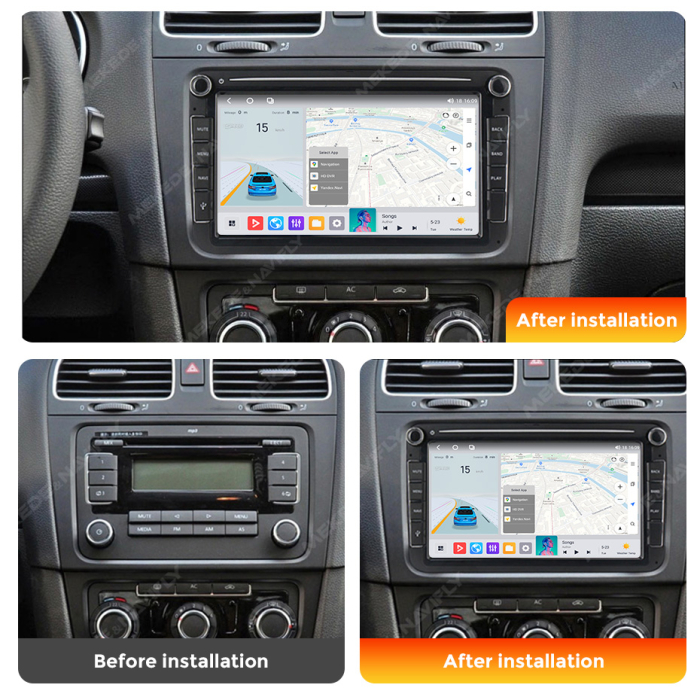 Navigatie 4GB RAM si 64GB , Android 14 Procesor Octacore , VW Golf 5 6 Passat B6 B7 CC Tiguan Touran Polo Caddy Jetta T5 Eos Skoda Octavia Superb Seat Leon, Ecran 8 inch IPS, Slot sim [3]