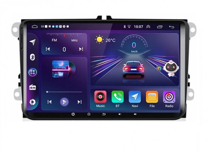 Navigatie Android 13 cu Carplay pt Skoda Octavia 2 Fabia Superb 2 Roomster Yeti , Ecran 9 inch IPS , 2 GB RAM +32 GB ROM , Internet , 4G , Aplicatii , Waze , Wi Fi , Usb , Bluetooth , Mirr [5]
