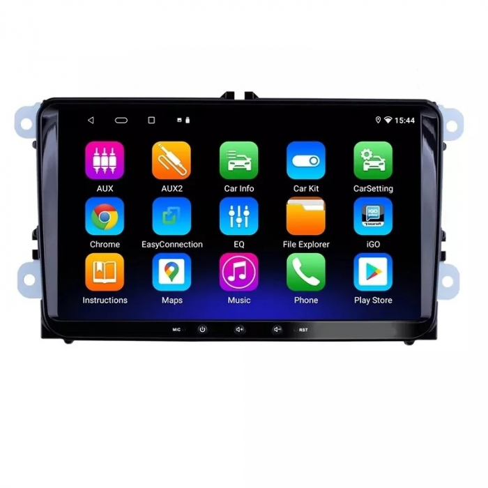 Navigatie Android 14 cu 4GB RAM si 64GB pt VW Golf 5 6 Passat B6 B7 CC Tiguan Touran Polo Caddy Jetta T5 Eos Skoda Octavia Superb Seat Leon, Ecran 9 inch IPS, Carplay , Slot sim 4G, Proceso [5]