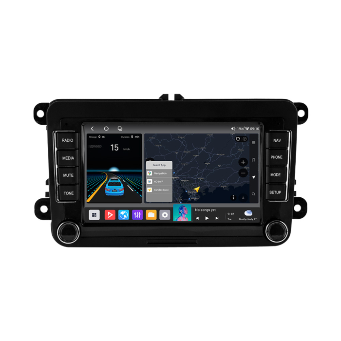 Navigatie Android 14 , Procesor Octacore , 4GB RAM  VW Golf 5 6 Passat B6 B7 CC Tiguan Touran Polo Caddy Jetta T5 Skoda Octavia Superb Seat Leon, Ecran 7 inch IPS, Slot sim 4G [2]