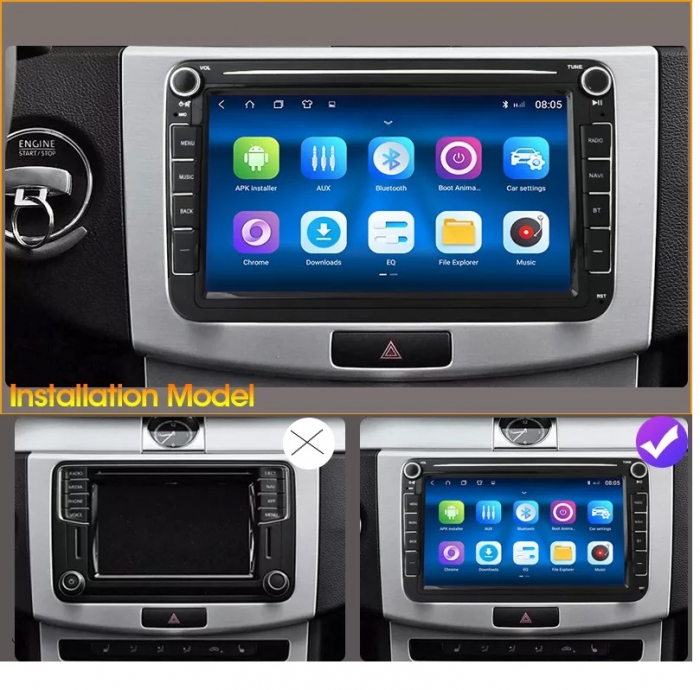 Navigatie 8GB RAM si 128GB cu Carplay pt VW Golf 5 6 Passat B6 B7 CC Tiguan Touran Polo Caddy Jetta T5 Eos Skoda Octavia Superb Seat Leon, Ecran 8 inch IPS, Slot sim 4G, Procesor [2]