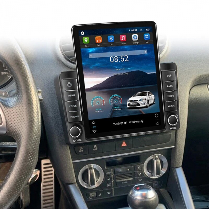 Navigatie Audi A3 din 2002-2013, Display TESLA 9.5 inch, 2GB RAM si 32GB ROM, Wireless Carplay si Android Auto, Procesor Octacore, Slot sim 4G, Sunet DSP, Camera Marsarier, Bluetooth, USB, Wi Fi, Radi [4]