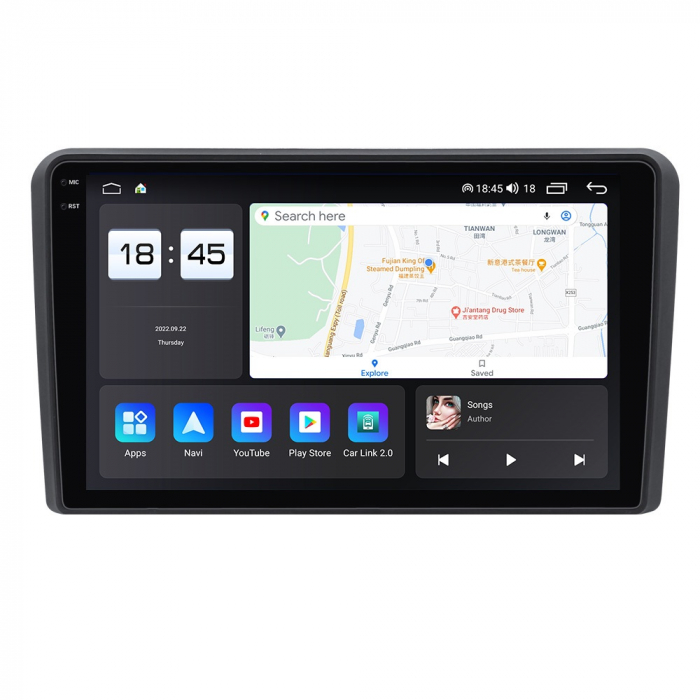 Navigatie Audi A3 din 2002-2013, Rezolutie 2K, Display QLED 9.5 inch, 4GB RAM si 64GB ROM, Android, Procesor Octacore, Slot sim 4G, Sunet DSP, Wireless Carplay si Android Auto, Camera Marsarier, USB, [2]