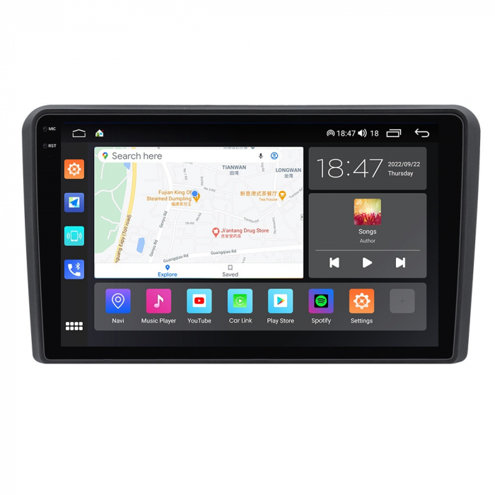 Navigatie Audi A3 din 2002-2013, Rezolutie 2K, Display QLED 9.5 inch, 4GB RAM si 64GB ROM, Android, Procesor Octacore, Slot sim 4G, Sunet DSP, Wireless Carplay si Android Auto, Camera Marsarier, USB, [4]
