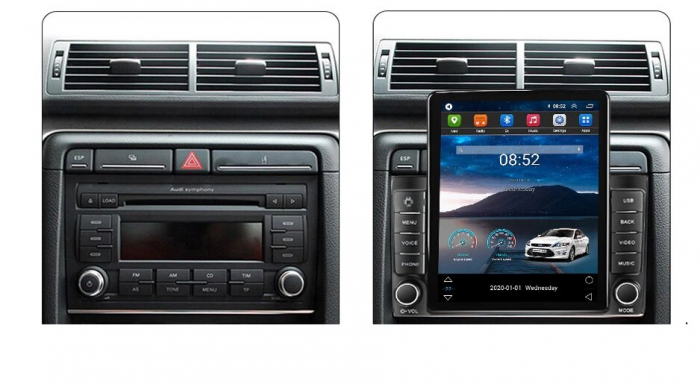 Navigatie Audi A4 B6 B7 Seat Exeo din 2001-2008, Display TESLA 9.5 inch, 2GB RAM si 32GB ROM, Wireless Carplay si Android Auto, Procesor Octacore, Slot sim 4G, Sunet DSP, Camera Marsarier, Bluetooth, [4]