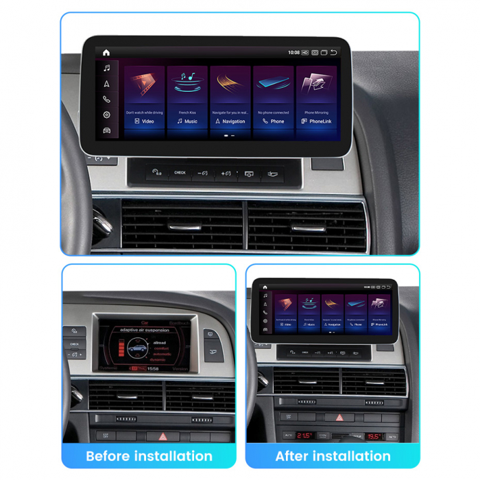 Navigatie Audi A6 C6  ( 2005 - 2011 ) MMI 2G ,  4 GB RAM si 64 GB ROM, Slot Sim 4G, Procesor Octa Core, Carplay, Sunet DSP, Android, Aplicatii, Usb, Wi Fi, Bluetooth [2]