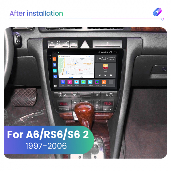 Navigatie Audi A6 C5 din 1997-2004, Rezolutie 2K, Ecran QLED 9.5 inch, 8GB RAM si 128GB ROM, Android, Procesor Octacore, Slot sim 4G, Sunet DSP, Wireless Carplay [4]