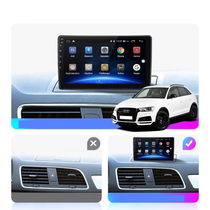 Navigatie Audi Q3 din 2011-2018,  Android 14 , 4GB RAM, Octacore, Slot Sim 4G, DSP, GPS, Wi-FI, Carplay, Android Auto, USB, Bluetooth, Waze, Touchscreen, 9 inch [2]