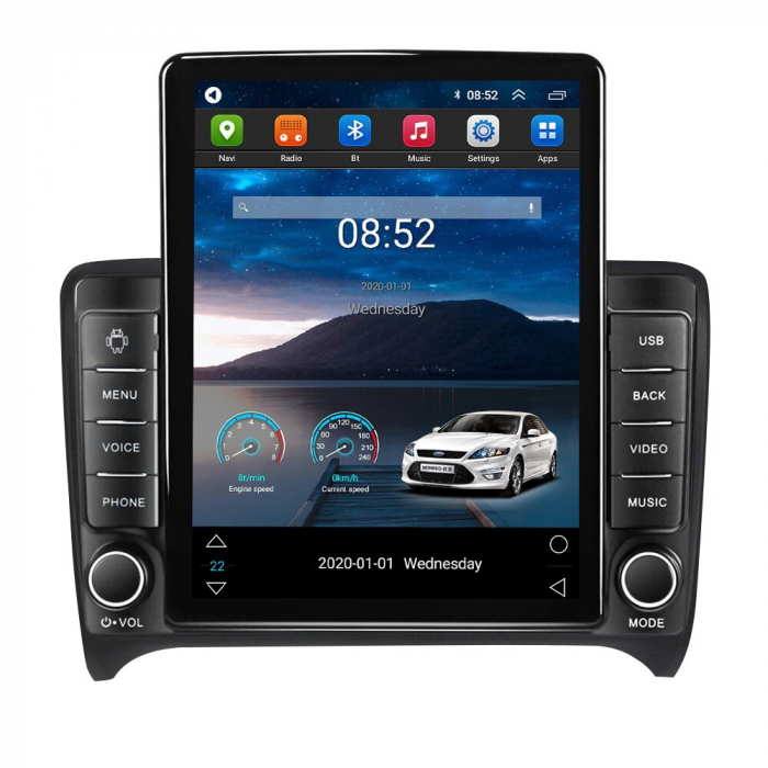 Navigatie Audi TT din 2006 - 2012, Ecran TESLA 9.7 inch, 4 GB RAM si 64 GB ROM, Slot Sim 4G, Procesor Octa Core, Carplay integrat, Procesor Sunet Digital DSP, Android, Aplicatii, Usb, Wi Fi, Bluetooth [1]