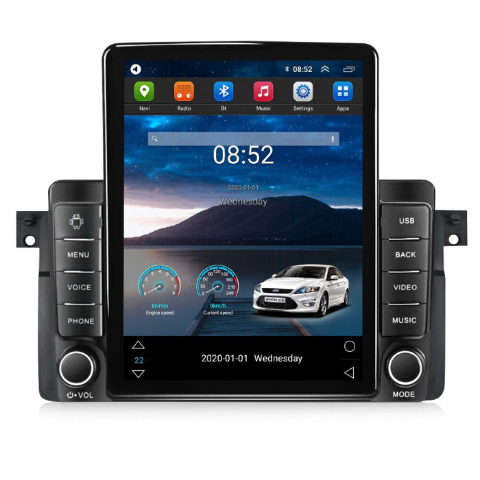 Navigatie BMW E46 din 1999 - 2006, Ecran TESLA 9.7 inch, 4 GB RAM si 64 GB ROM, Slot Sim 4G, Procesor Octa Core, Carplay integrat, Procesor Sunet Digital DSP, Android, Aplicatii, Usb, Wi Fi [3]