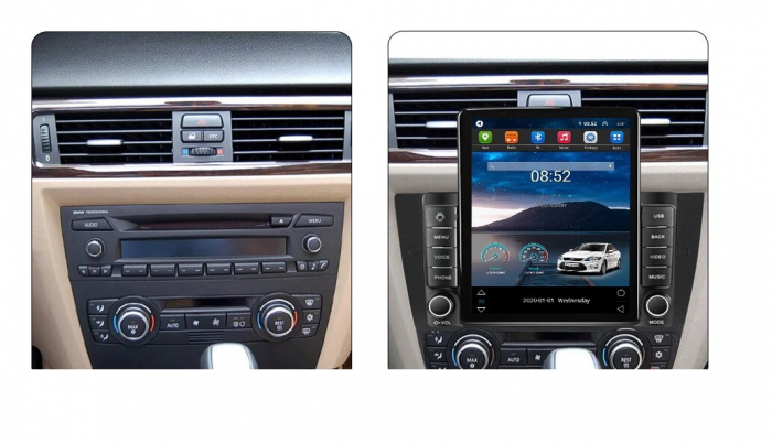 Navigatie BMW E90 E91 E92 E93 din 2005 - 2012, Ecran TESLA 9.7 inch, 8 GB RAM si 128 GB ROM, Android 15, Slot Sim 4G, Procesor Octa Core, Carplay Wireless si Android auto, Procesor Sunet Digital DSP,  [3]