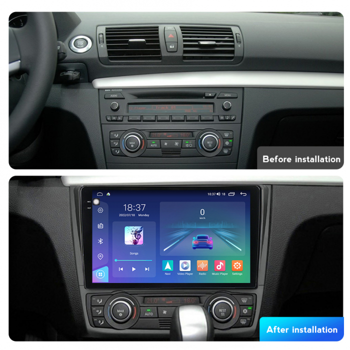 Navigatie BMW Seria 1 E87 E88 din 2004-2012, Rezolutie 2K, Ecran QLED 9.5 inch, 8GB RAM si 128GB ROM, Android, Procesor Octacore, Slot sim 4G, Sunet DSP, Wireless Carplay [2]