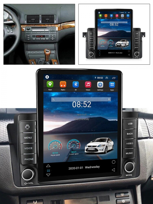 Navigatie BMW SERIA 3 E46 din 1999-2006, Display TESLA 9.5 inch, 2GB RAM si 32GB ROM, Wireless Carplay si Android Auto, Procesor Octacore, Slot sim 4G, Sunet DSP, Camera Marsarier, Bluetooth, USB, Wi [3]