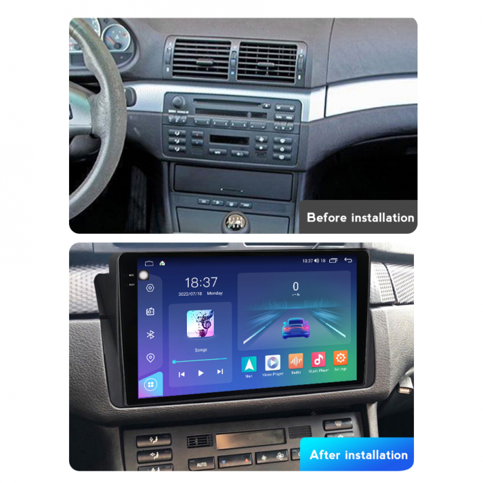 Navigatie BMW SERIA 3 E46 din 1999-2006, Rezolutie 2K, Display QLED 9.5 inch, 4GB RAM si 64GB ROM, Android, Procesor Octacore, Slot sim 4G, Sunet DSP, Wireless Carplay si Android Auto, Camera Marsarie [3]