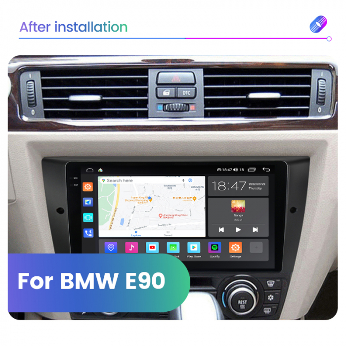 Navigatie BMW Seria 3 E90 E91 E92 E93 din 2005-2012, Rezolutie 2K, Display QLED 9.5 inch, 4GB RAM si 64GB ROM, Android, Procesor Octacore, Slot sim 4G, Sunet DSP, Wireless Carplay si Android Auto, Cam [3]