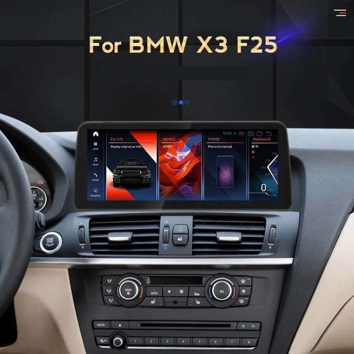 Navigatie BMW X3 F25 X4 F26 din 2010 - 2018, Ecran 12.3 inch QLED Bluray Full HD 1920 * 720p, 8GB RAM si 256GB ROM, Carplay Wireless si Android Auto, Procesor Octacore, Slot Sim 4G [7]