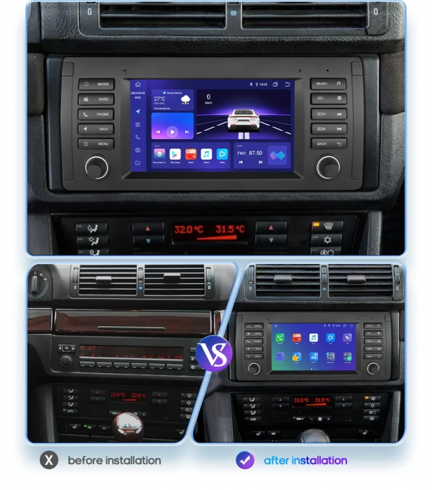 Navigatie BMW X5 E53 si Seria 5 E39, 4GB RAM si 64GB ROM, Display IPS 7 inch, Wireless Carplay si Android Auto, Procesor Octacore, Slot sim 4G, Sunet DSP, Camera Marsarier, Bluetooth, USB, [7]