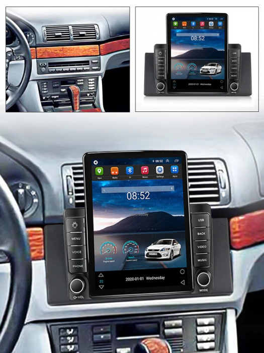 Navigatie BMW X5 E53 si Seria 5 E39, Display TESLA 9.5 inch, 2GB RAM si 32GB ROM, Wireless Carplay si Android Auto, Procesor Octacore, Slot sim 4G, Sunet DSP, Camera Marsarier, Bluetooth, USB, Wi Fi, [2]