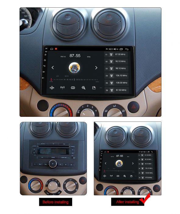 Navigatie Chevrolet Aveo 2006 - 2012 Android 14 , 4GB RAM , Procesor Quad Core , Wireless Carplay si Android auto , Display HD Touchscreen, Wi-Fi , Bluetooth, USB [11]