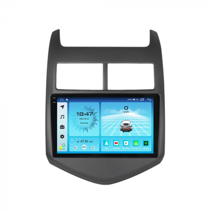 Navigatie Chevrolet Aveo din 2008-2013, Rezolutie 2K, Display QLED 9.5 inch, 4GB RAM si 64GB ROM, Android, Procesor Octacore, Slot sim 4G, Sunet DSP, Wireless Carplay si Android Auto, Camera Marsarier [2]