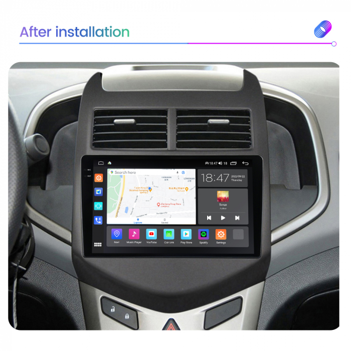 Navigatie Chevrolet Aveo din 2008-2013, Rezolutie 2K, Display QLED 9.5 inch, 4GB RAM si 64GB ROM, Android, Procesor Octacore, Slot sim 4G, Sunet DSP, Wireless Carplay si Android Auto, Camera Marsarier [4]