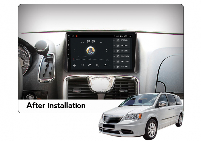 Navigatie Chrysler Grand Voyager din 2011 - 2015, Rezolutie 2K, Display QLED 9.5 inch, 4GB RAM si 64GB ROM, Android, Procesor Octacore, Slot sim 4G, Sunet DSP, Wireless Carplay si Android Auto, Camera [3]