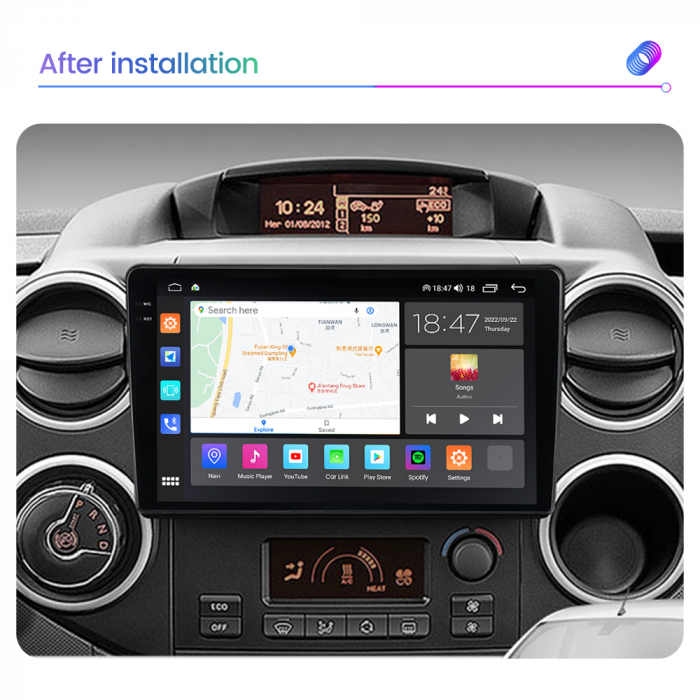 Navigatie Citroen Berlingo din 2008-2019, NAVIGPS, Rezolutie 2K, Display QLED 9.5 inch, 4GB RAM si 64GB ROM, Android, Procesor Octacore, Slot sim 4G, Sunet DSP, Wireless Carplay si Android Auto, Camer [4]