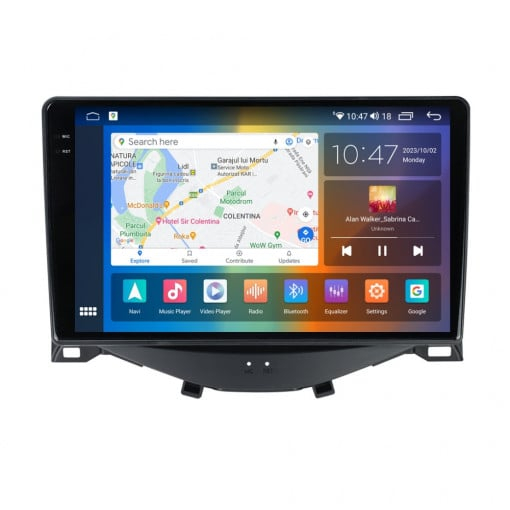 Navigatie CITROEN C1 , 2014 - 2021, Rezolutie 2K, Display QLED 9.5 inch, 4GB RAM si 64GB ROM, Android, Procesor Octacore, Slot sim 4G, Sunet DSP, Wireless Carplay si Android Auto, Camera Marsa [3]