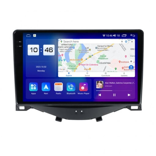 Navigatie CITROEN C1 , 2014 - 2021, Rezolutie 2K, Display QLED 9.5 inch, 4GB RAM si 64GB ROM, Android, Procesor Octacore, Slot sim 4G, Sunet DSP, Wireless Carplay si Android Auto, Camera Marsa [1]