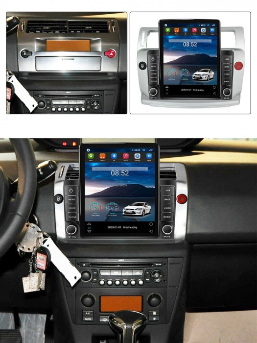 Navigatie Citroen C4 din 2004-2014, Display TESLA 9.5 inch, 2GB RAM si 32GB ROM, Wireless Carplay si Android Auto, Procesor Octacore, Slot sim 4G, Sunet DSP, Camera Marsarier, Bluetooth, USB, Wi Fi, R [3]