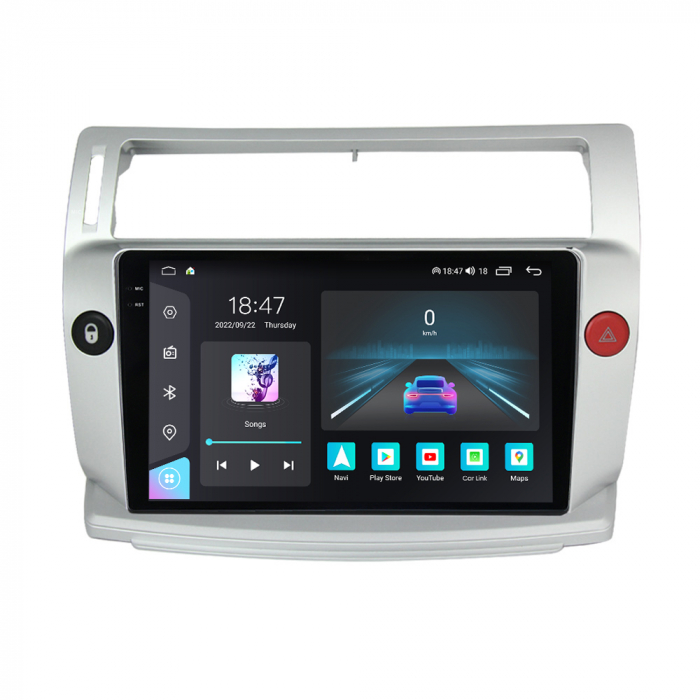 Navigatie Citroen C4 din 2004-2014, Rezolutie 2K, Display QLED 9.5 inch, 4GB RAM si 64GB ROM, Android, Procesor Octacore, Slot sim 4G, Sunet DSP, Wireless Carplay si Android Auto, Camera Marsarier, US [1]