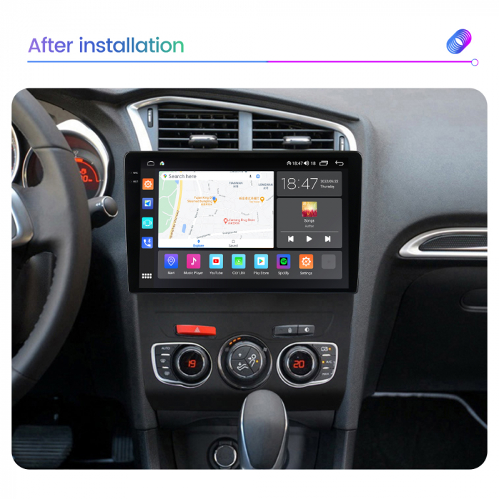 Navigatie Citroen C4 din 2010-2018, Rezolutie 2K, Display QLED 9.5 inch, 4GB RAM si 64GB ROM, Android, Procesor Octacore, Slot sim 4G, Sunet DSP, Wireless Carplay si Android Auto, Camera Marsarier, US [5]