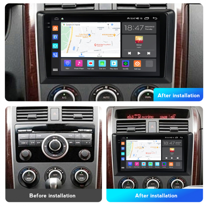 Navigatie cu Mazda CX9 din 2006-2016, NAVIGPS, Rezolutie 2K, Display QLED 9.5 inch, 4GB RAM si 64GB ROM, Android, Procesor Octacore, Slot sim 4G, Sunet DSP, Wireless Carplay si Android Auto, Camera Ma [2]