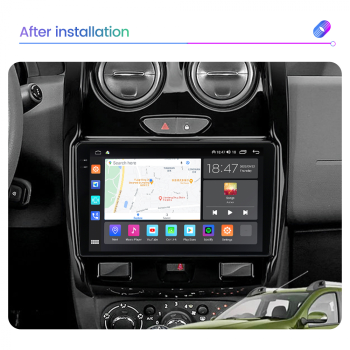Navigatie Dacia Duster din 2012-2018, Rezolutie 2K, Display QLED 9.5 inch, 4GB RAM si 64GB ROM, Android, Procesor Octacore, Slot sim 4G, Sunet DSP, Wireless Carplay si Android Auto, Camera Marsarier, [4]