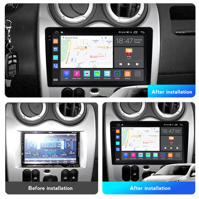 Navigatie Dacia Logan Duster din 2009-2012, Rezolutie 2K, Ecran QLED 9.5 inch, 8GB RAM si 128GB ROM, Android, Procesor Octacore, Slot sim 4G, Sunet DSP, Wireless Carplay si Android Auto [4]