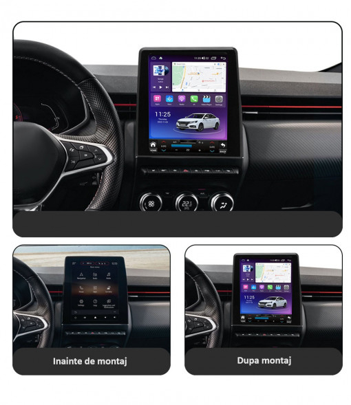 Navigatie dedicata cu Android Tip tesla Renault Clio 5 dupa 2019, 8GB RAM, Radio GPS Dual Zone, Touchscreen IPS 9.7" HD, Internet Wi-Fi si slot SIM 4G, Bluetooth, MirrorLink, USB [5]