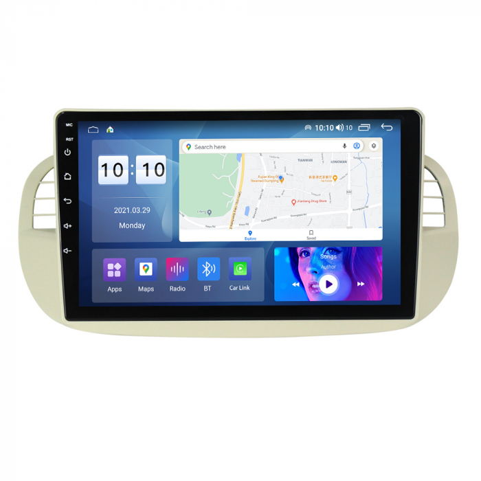 Navigatie Fiat 500 din 2007 - 2015, 8GB RAM si 128GB ROM, Ecran QLED 9 inch, Android 14, Procesor Octacore, Slot sim 4G, Sunet DSP, Wireless Carplay si Android Auto, Camera Marsarier [2]