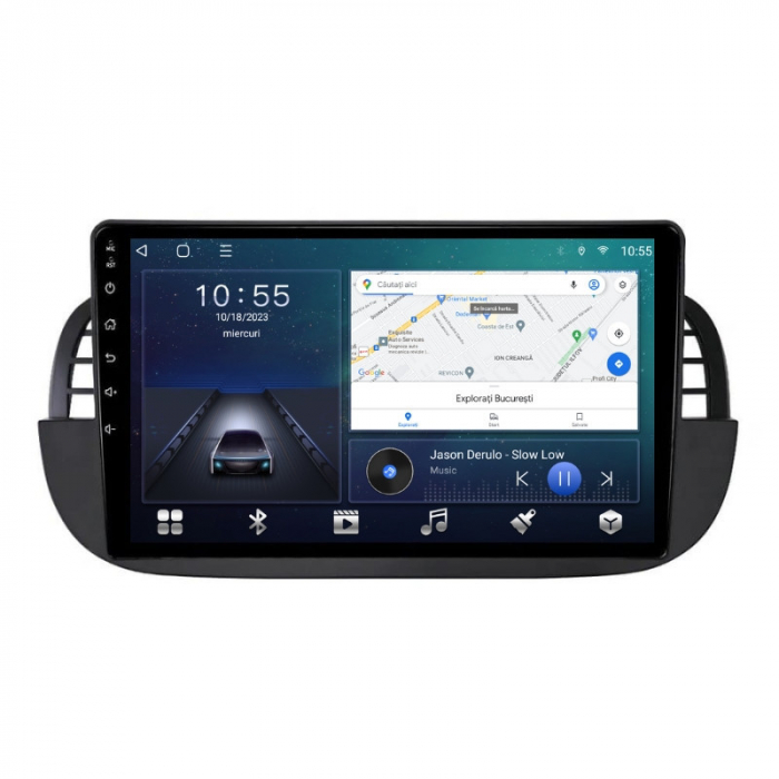 Navigatie Fiat 500 din 2007-2015, Android 14, Wireless Carplay si Android Auto, 2GB RAM si 32GB ROM, Display IPS 9 inch, Camera Marsarier, Internet, Aplicatii, Wi Fi, Usb, Bluetooth [6]
