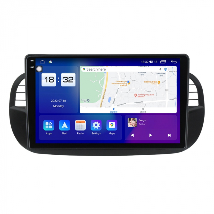 Navigatie Fiat 500 din 2007-2015, Rezolutie 2K, Ecran QLED 9.5 inch, 8GB RAM si 128GB ROM, Android, Procesor Octacore, Slot sim 4G, Sunet DSP, Wireless Carplay [2]