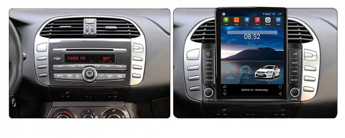 Navigatie Fiat Bravo din 2007-2012, Display TESLA 9.5 inch, 2GB RAM si 32GB ROM, Wireless Carplay si Android Auto, Procesor Octacore, Slot sim 4G, Sunet DSP, Camera Marsarier, Bluetooth, USB, Wi Fi, R [4]