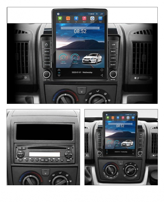 Navigatie Fiat Ducato Citroen Jumper Peugeot Boxer din 2006 - 2022, Ecran TESLA 9.7 inch, 4 GB RAM si 64 GB ROM, Slot Sim 4G, Procesor Octa Core, Carplay integrat, Procesor Sunet Digital DSP, Android [2]